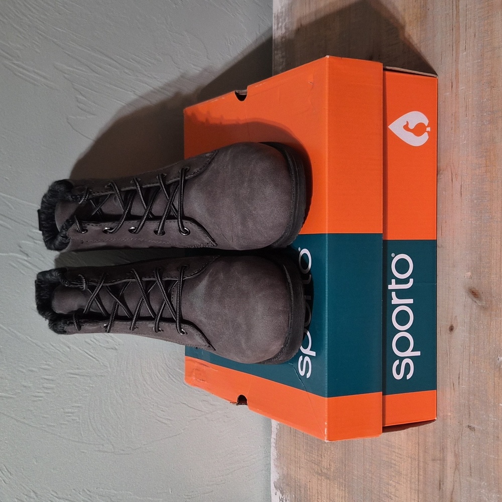 Sporto Grey Lace-Up Boots
